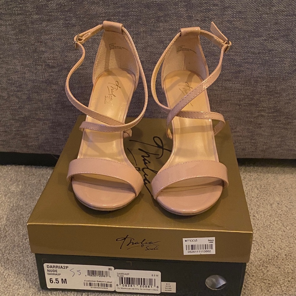 Thalia Sodi Nude Strappy Heels